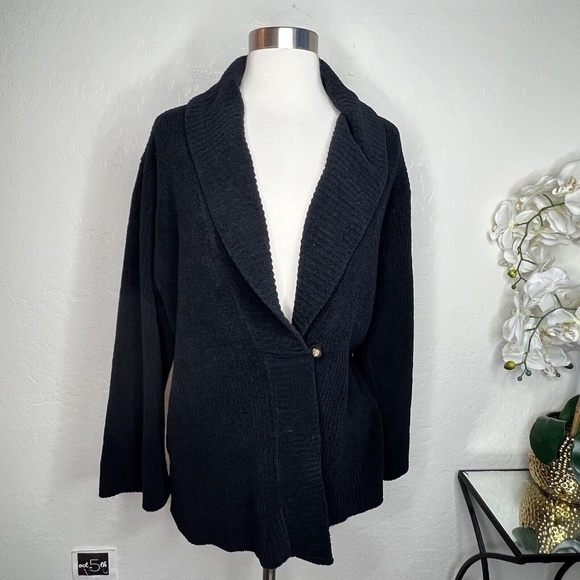 natori knit black cardigan in black size XL - Picture 2 of 6